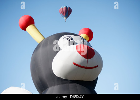 A bumblebee-shaped hot-air balloon called Lilly Little Bee in Saga International Balloon Fiesta, Saga, Japan. Stock Photo