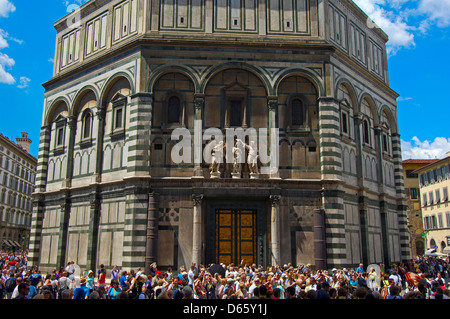 Florence. Baptistry, Gates of Paradise, East Door, Duomo square. Piazza del Duomo. Tuscany. Italy. Europe Stock Photo