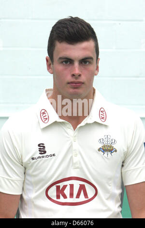 London, England, UK. 12th April 2013.   Dominic Sibley of Surrey CCCof Surrey CCC during the Surrey Media day from the Oval. Credit: Action Plus Sports Images / Alamy Live News Stock Photo