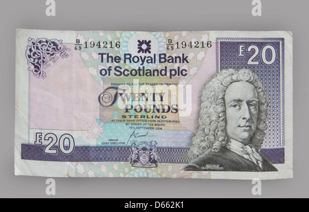 Scottish sterling bank notes. Money  £20  twenty pounds  Royal Bank of Scotland   134448 Bank note Stock Photo