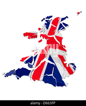 United Kingdom map cracked Stock Photo