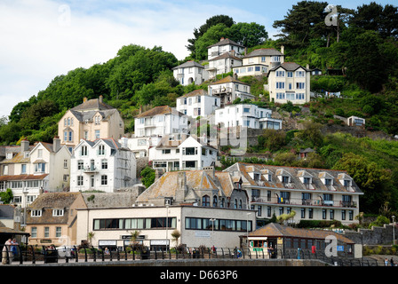 seafront properties Looe cornwall england uk Stock Photo