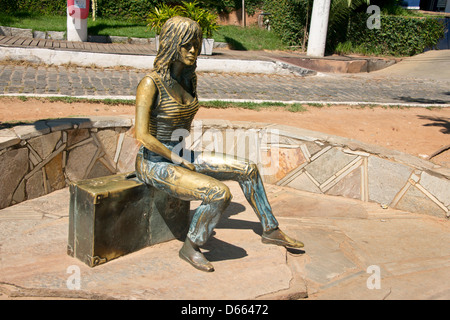 Brazil, state of Rio de Janeiro, Buzios. Rua das Pedras, downtown Buzios. Bronze statue of actress Brigitte Bardot. Stock Photo
