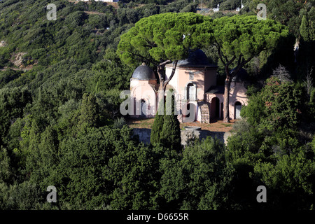 Mausoleum Piccioni family that contains the ashes of Valentine Eiffel, daughter of Gustave Eiffel, Pino, Corsica Stock Photo