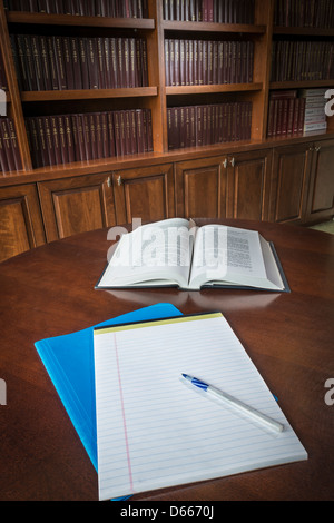 Law Library Close Up Detail Of Books On Table Stock Photo