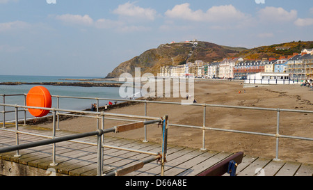 Aberystwyth seafront Constitution Hill in distance, Ceredigion Wales UK Stock Photo