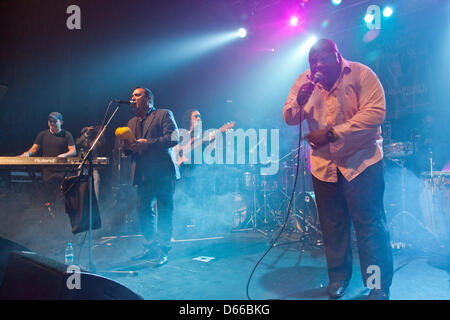 London, UK. 12th April 2013. Cuban band Alexander Abreu y Havana D’ Primera playing at Electric in Brixton, London, at the opening of La Linea festival. Credit: Julio Etchart / Alamy Live News Stock Photo