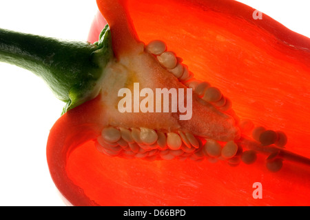 Close up of inside of a red Romano pepper Stock Photo