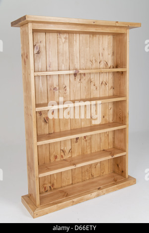 Bespoke wide wooden bookcase Stock Photo