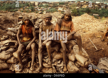 Gold miners at Serra Pelada mine, Para State, Amazon rain forest, Brazil, 1989. Stock Photo