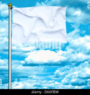 White Flag Waving Surrender Against Blue Sky Stock Photo - Alamy
