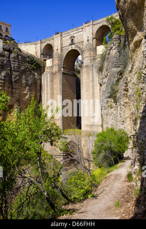 El Tajo gorge New Bridge (Spanish: Puente Nuevo) from 18th century in Ronda, Andalusia, Spain. Stock Photo