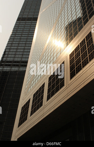 The afternoon sun catches IM Pei's Bank of China Tower on Garden Road, Hong Kong Stock Photo