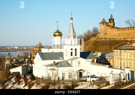 Church Elijah the Prophet and Kremlin Nizhny Novgorod Russia Stock Photo