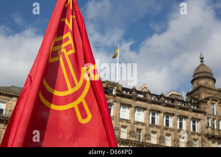 Glasgow, Scotland. Saturday 13th April 2013.  Scrap Trident nuclear missiles demonstration, in George Square and surrounding streets in Glasgow.Credit: Jeremy sutton-hibbert /Alamy Live News Stock Photo