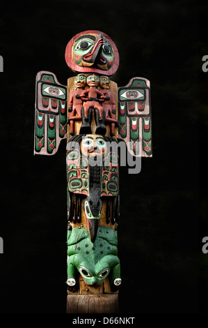 Totem poles at the Saxman Native Village Totem Park near Ketchikan ...