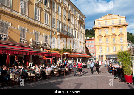 Cafés Charles Felix square Old Nice , Cote d'azur, Provence France Stock Photo