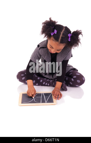 young African girl with a black slate Stock Photo