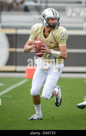 April 13, 2013: UCF Knights quarterback Pete DiNovo (14) during UCF Spring Game action at the Bright House Network Stadium in Orlando, Fl Stock Photo