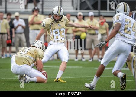 April 13, 2013: UCF Knights placekicker Shawn Moffitt (83) during UCF Spring Game action at the Bright House Network Stadium in Orlando, Fl Stock Photo