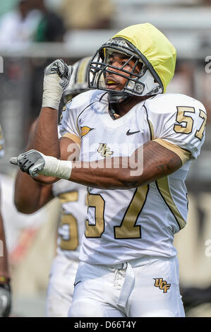 April 13, 2013: UCF Knights linebacker Troy Gray (57) during UCF Spring Game action at the Bright House Network Stadium in Orlando, Fl Stock Photo