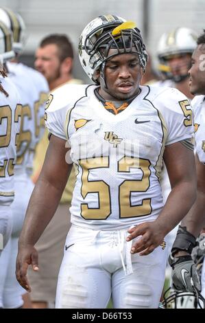 April 13, 2013: UCF Knights linebacker Maurice Russell (52) during UCF Spring Game action at the Bright House Network Stadium in Orlando, Fl Stock Photo