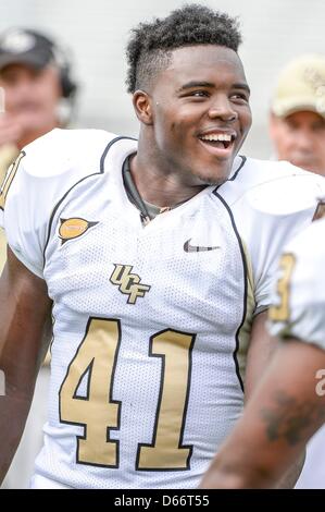 April 13, 2013: UCF Knights linebacker Terrance Plummer (41) during UCF Spring Game action at the Bright House Network Stadium in Orlando, Fl Stock Photo