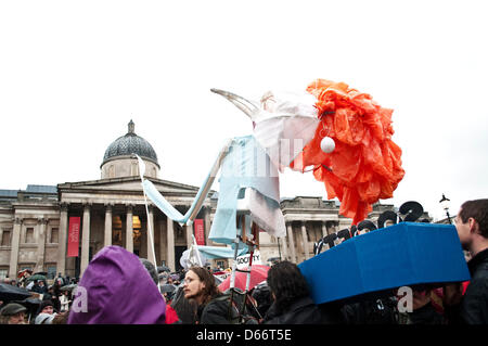 Effigy of Thatcher during the demonstration for the Death of Thatcher - London. 13/04/2013 Stock Photo