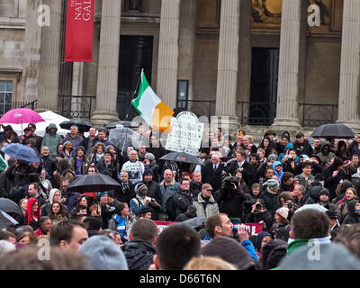 London, UK. Saturday 13th April 2013 Anarchists, students and militant far left groups gathered in Trafalgar Square to hold a party to celebrate the death of Baroness Margaret Thatcher. The party had been planned for the first Saturday after the former prime minister death. Nelson Pereira/Alamy Live News Stock Photo