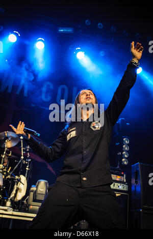 April 13, 2013 - Toronto, Ontario, Canada - Italian heavy metal band 'Lacuna Coil' on stage at Sound Academy in Toronto. In picture - lead singer ANDREA FERRO (Credit Image: © Igor Vidyashev/ZUMAPRESS.com) Stock Photo