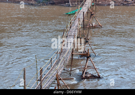 bridge across the Nam Khan River, Luang Prabang, Laos Stock Photo