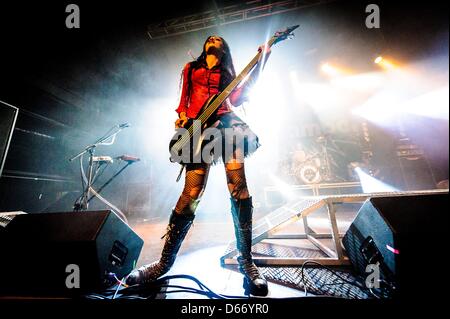 April 13, 2013 - Toronto, Ontario, Canada - Bassist CHELA RHEA HARPER performs on stage with American nu metal band 'Coal Chamber' at Sound Academy in Toronto. (Credit Image: © Igor Vidyashev/ZUMAPRESS.com) Stock Photo