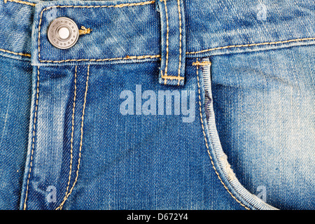 classic jeans, fragment with a button Stock Photo