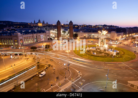 View of España Square from Las Arenas shopping center, Barcelona, Spain Stock Photo