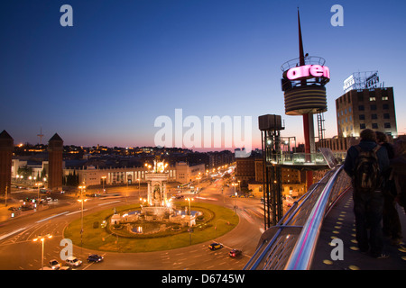 View of España Square from Las Arenas shopping center, Barcelona, Spain Stock Photo