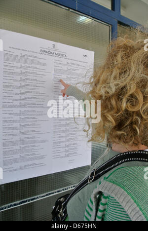 ZAGREB, Croatia 14 April 2013 - Croatians on Sunday took to the first elections for the European Parliament. For the 12 seats in the Croatian parliament, 336 candidates are competing. Voter turnout in elections is not large. Croatia enters the EU on 1 July 2013. Dubravko Grakalic/Alamy Live News Stock Photo