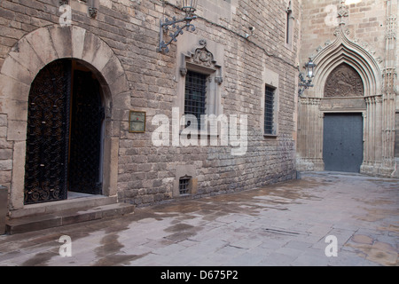 Street near the Cathedral of Barcelona, Barcelona, Spain Stock Photo