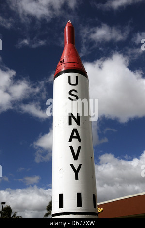 A Polaris missile, an exhibit of naval weaponry at Pearl Harbour, Honolulu, Hawaii. Stock Photo