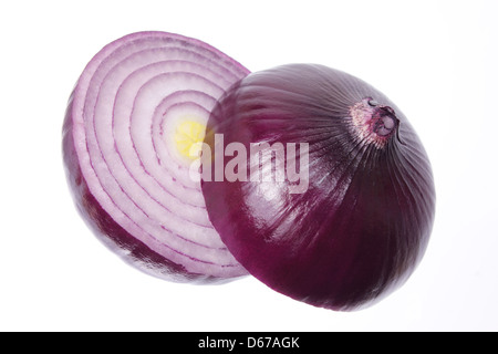 Red Onion Cut in Half Stock Photo