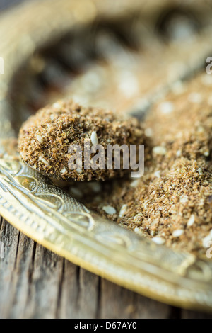 za'atar spice, mix of thyme, herbs and sesame seeds Stock Photo