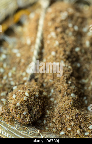 Za'atar spice, mix of thyme, herbs and sesame seeds Stock Photo