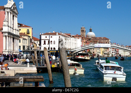 Grand Canal in Venice with the Scalzi Bridge - Ponte degli Scalzi. Stock Photo