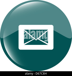 Email glossy web icon, blue circle button isolated on white background ...
