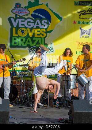 Las Vegas, USA. 13th April 2013. Capoeira fighter participate in the Vegas loves Brazil festival in Las Vegas. Yaacov Dagan/Alamy Live News Stock Photo