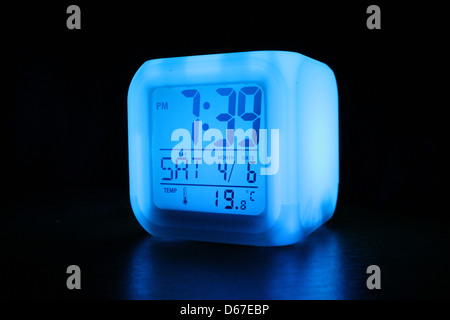 Glow cube digital clock Stock Photo