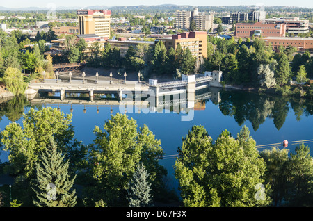 The Upper Falls Diversion Dam on the Spokane RIver.  Spokane, Washington, USA Stock Photo