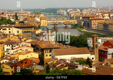 The Ponte Vecchio bridge and surrounding area in Florence Italy Stock Photo