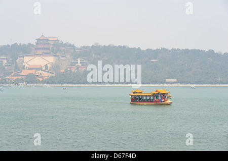 Beijing, Сhina - April 3: Ferry transports passengers from the Summer Palace to the main entrance on April 3, 2013. Stock Photo