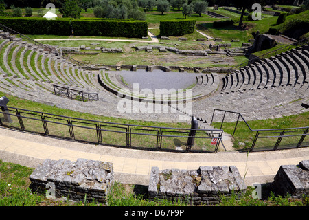 Roman Theatre in Area Archeologica in Fiesole near Florence in Italy Stock Photo