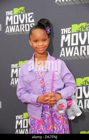 Quvenzhane Wallis at arrivals for MTV Movie Awards - ARRIVALS, Sony Studios, Culver City, CA April 14, 2013. Photo By: Elizabeth Goodenough/Everett Collection Stock Photo